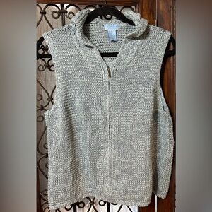 Heathered Pastel Blue/Green Sleeveless Zip Sweater